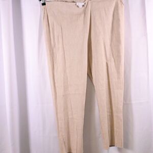 J‎ Jill Beige Linen Stretch Cropped Ankle Pull On Pants Womens XL